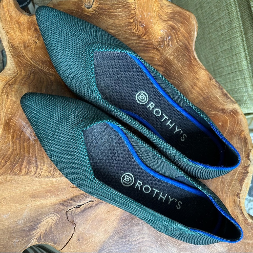Rothy's The Point Emerald Green ballet flats - size 8.5